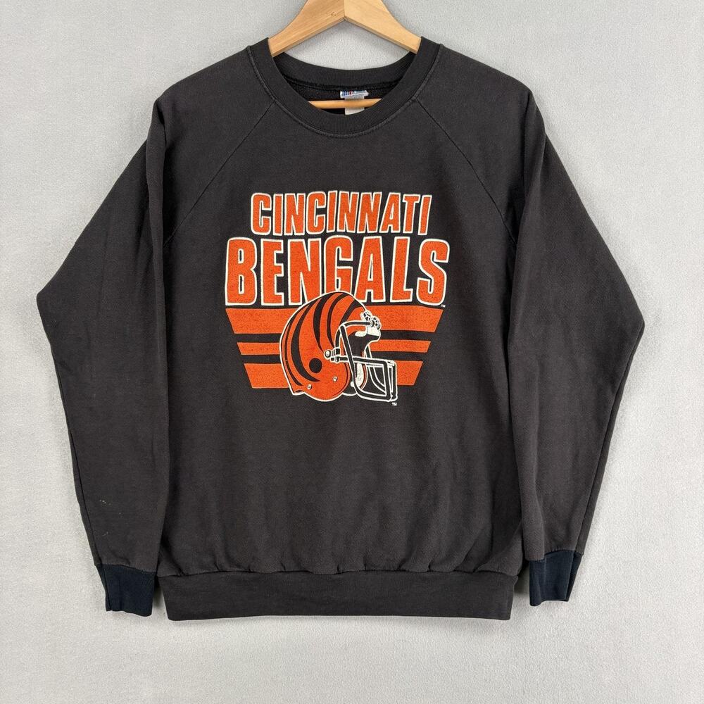 Vintage Cincinnati Bengals Sweatshirt Mens XL Black NFL Football Garan 80s